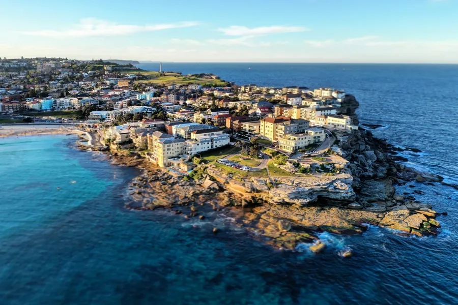 Bondi Beach and the Sydney coastline from the air