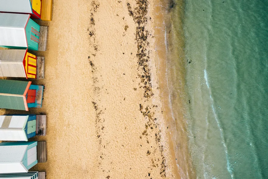 The Brighton bathing boxes seen from the air